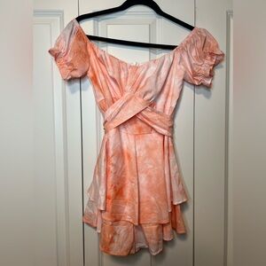 Women’s Orange and white Tie Dye Romper